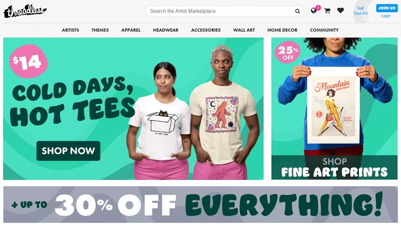 web thiết kế đồng phục áo thun Threadless.com